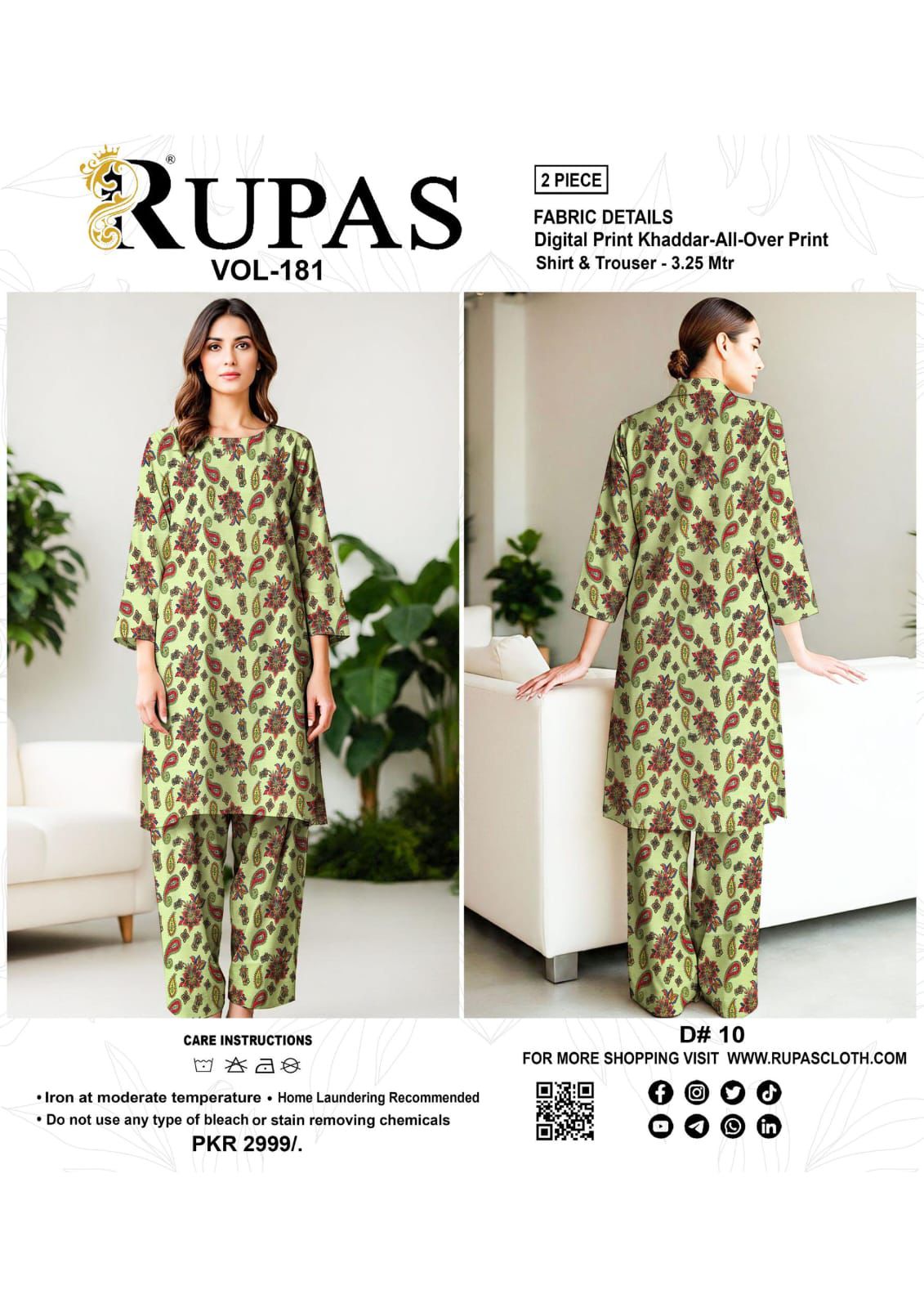 Marwa.pk – Rupas Vol-181 | 2-Piece Khaddar Digital Print Suit