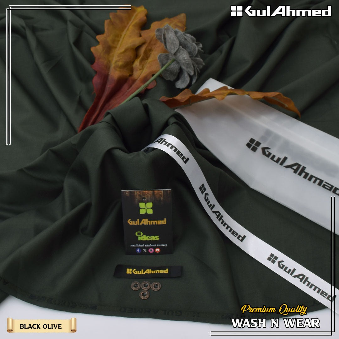 Title: Premium Quality Four Season Black Olive Fabric by GulAhmed - Wash & Wear
